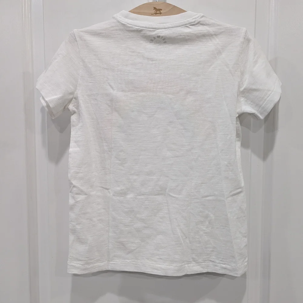 Primary Kids T-shirt Crew Neck Short Sleeves White Rainbow Cotton Size 6 7 - Picture 4 of 5